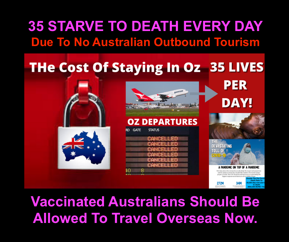 35 Starve To Death Every Day – Due To No Australian Outbound Tourism.