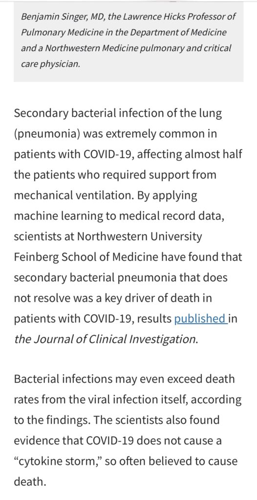 Bacterial Pneumonia not Covid killed