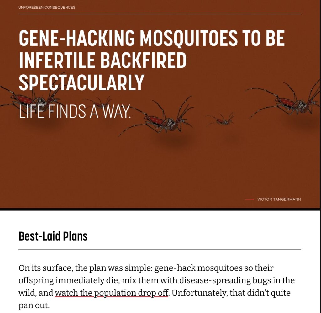 Genetically engineered mosquitoes bad idea