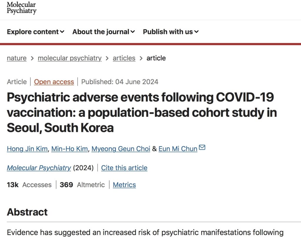 Psychiatric Adverse events from Covid Vaccines