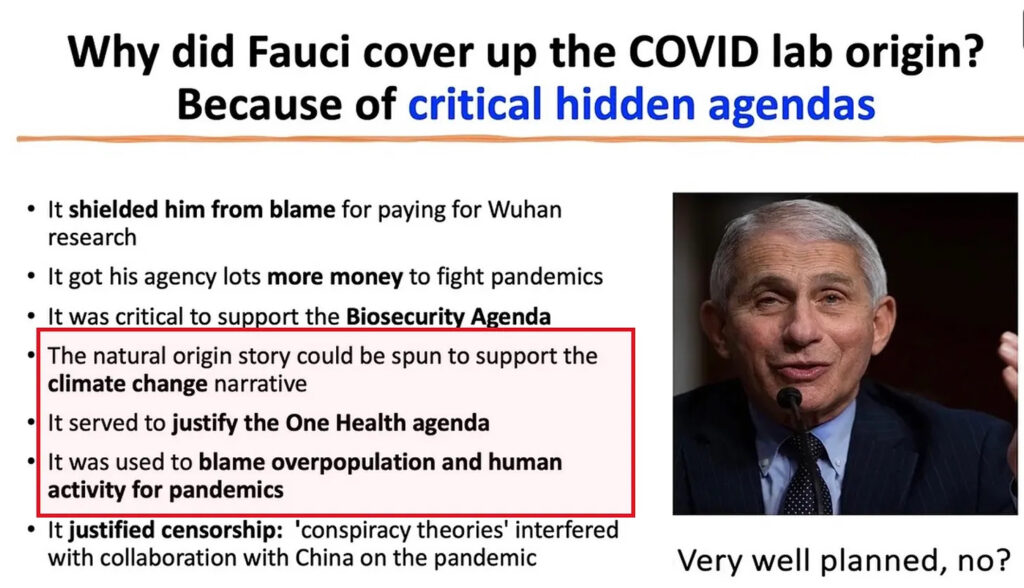 Covid origins cover up was to protect critical hidden agendas - The fraudulent narrative that the fake 'Human induced climate change' was causing more fake 'Pandemics' - & humans are to blame...