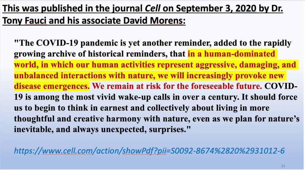 Covid origins cover up was to protect critical hidden agendas - The fraudulent narrative that the fake 'Human induced climate change' was causing more fake 'Pandemics' - & humans are to blame...