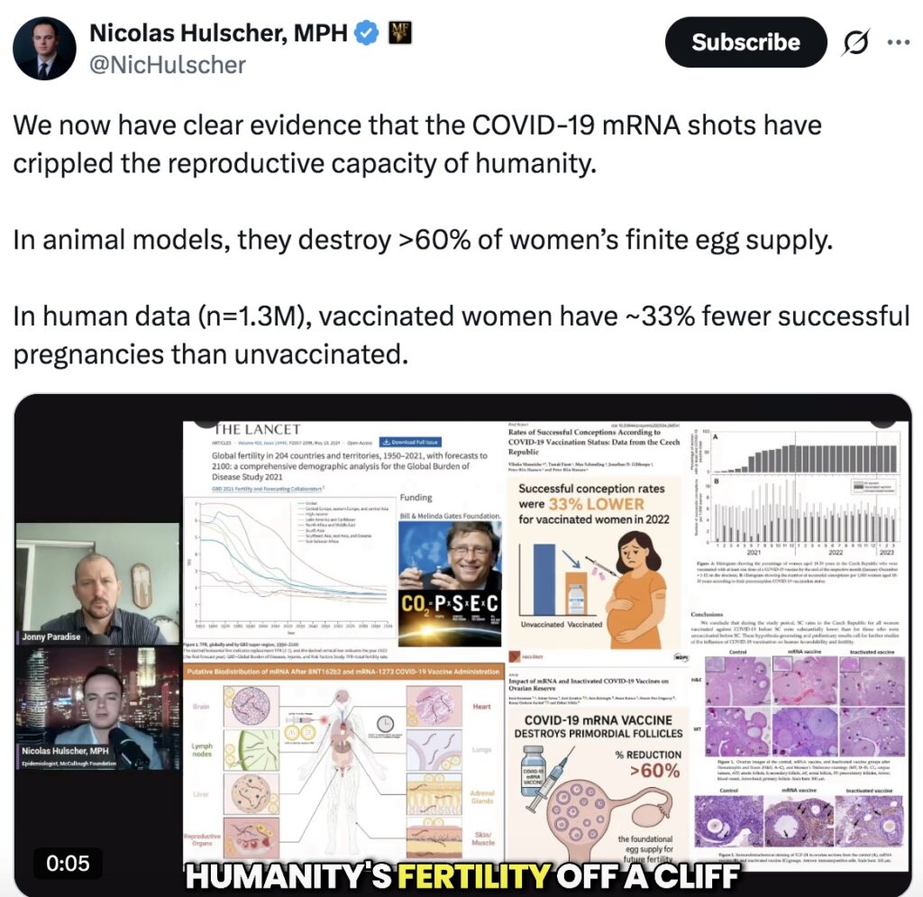 Fertility has been decimated by mRNA vaccines