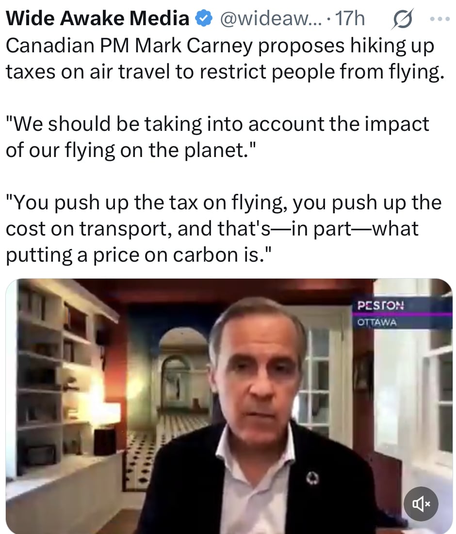 Mark Carney restrict air travel